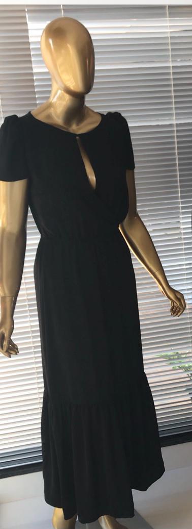 VESTIDO MIDI EM CREPE  PANOCHIK PRETO  P